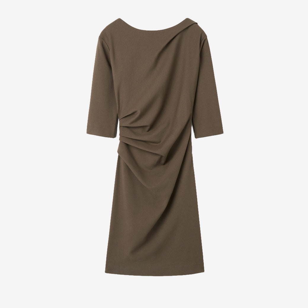 Izza Fitted Dress  - Warm Brown