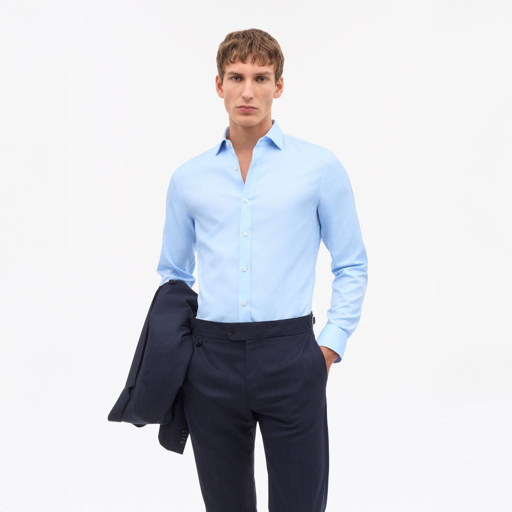 Adley C  Herringbone Shirt - Blue Heaven