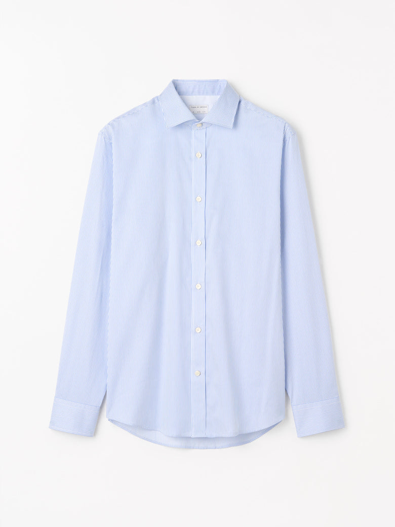 Adley C Cotton Stripe Shirt  - Blue