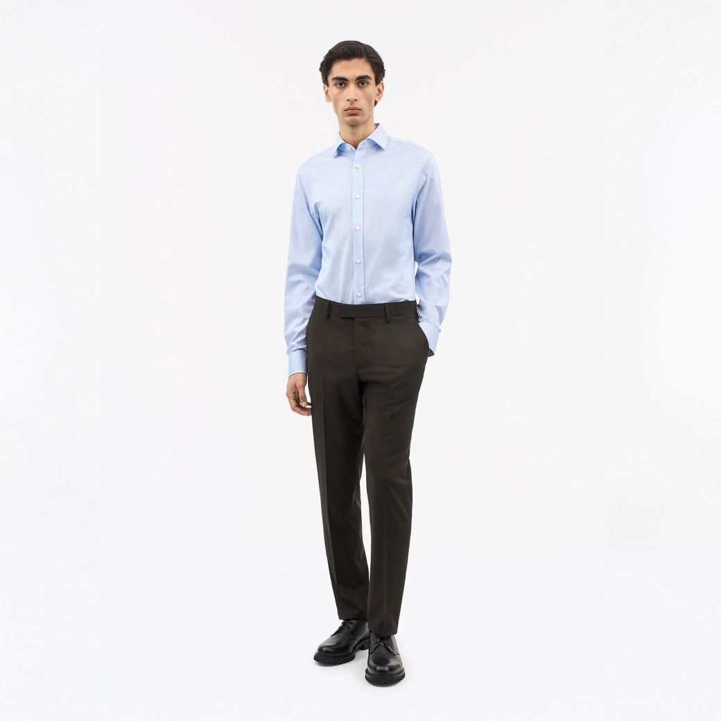 Adley C Cotton Stripe Shirt  - Blue