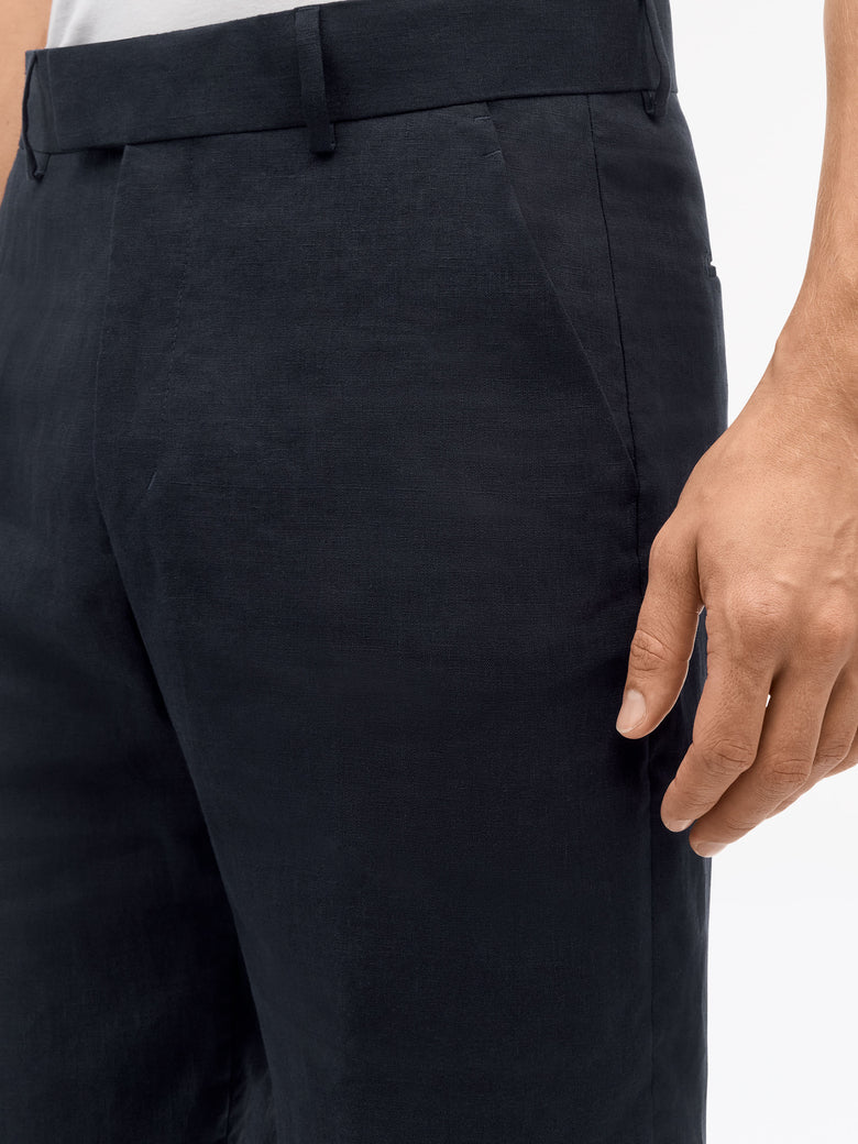 Troy Bermuda Linen Short - Midnight Blue