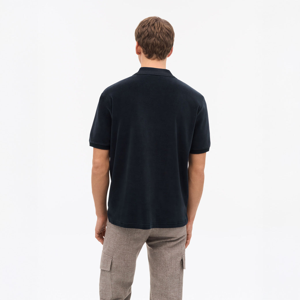 Francis Velour Polo-Shirt - Light Ink Blue