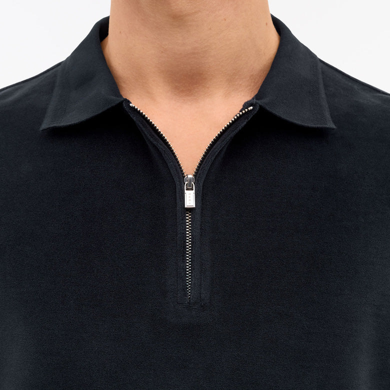 Francis Velour Polo-Shirt - Light Ink Blue