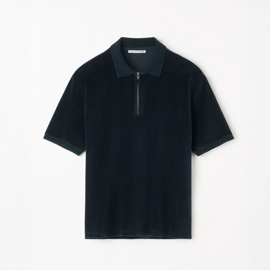 Francis Velour Polo-Shirt - Light Ink Blue
