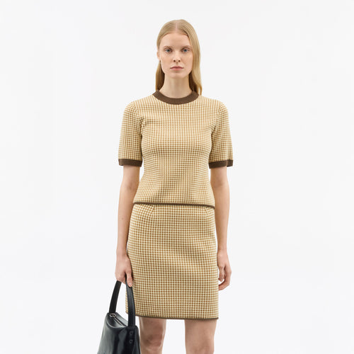 Mini-jupe en maille tricotée Clover - Marron