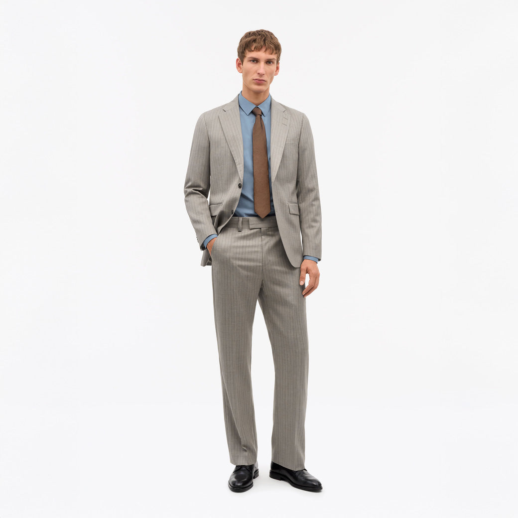Tommie Pinstriped Wool Trousers - Clay