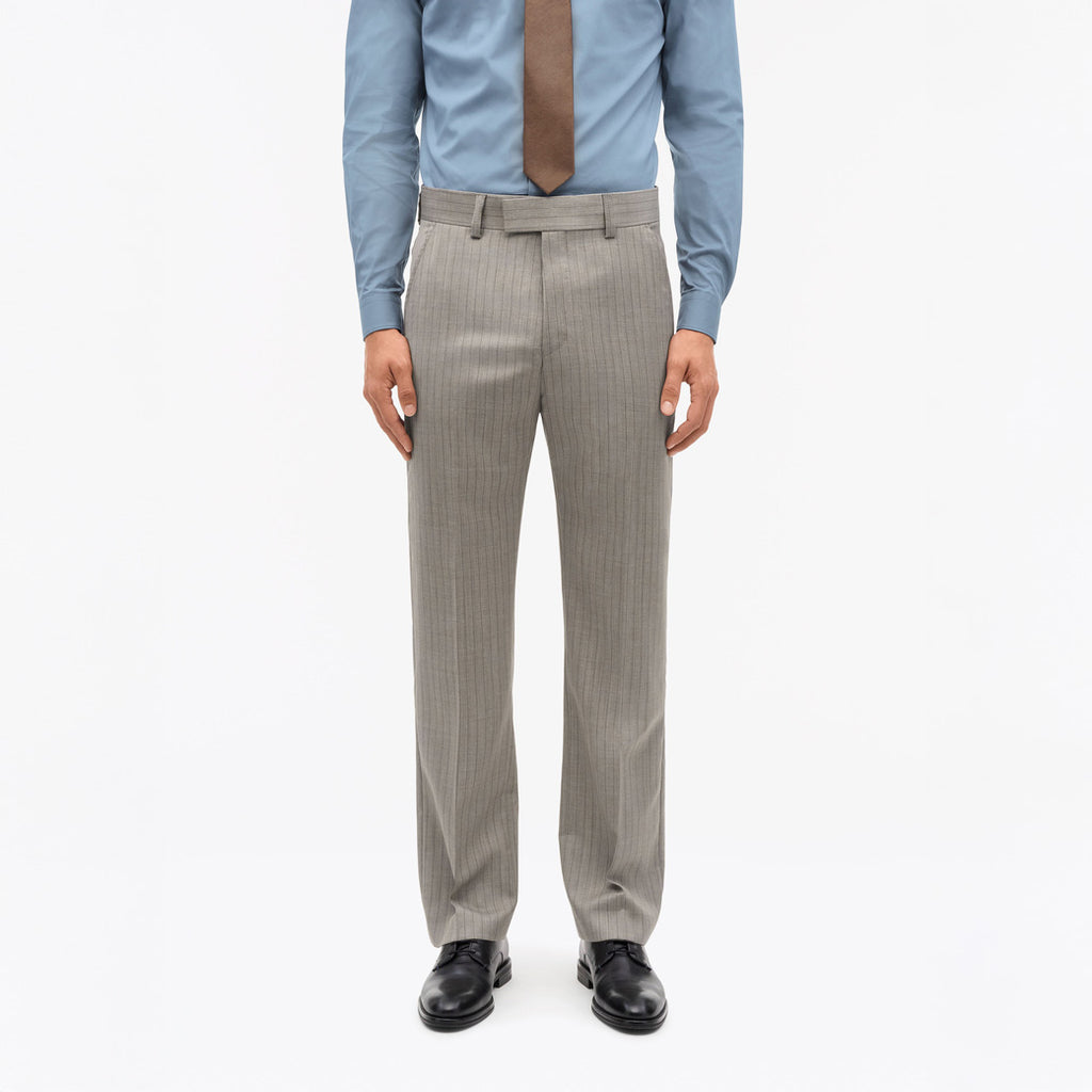 Tommie Pinstriped Wool Trousers - Clay