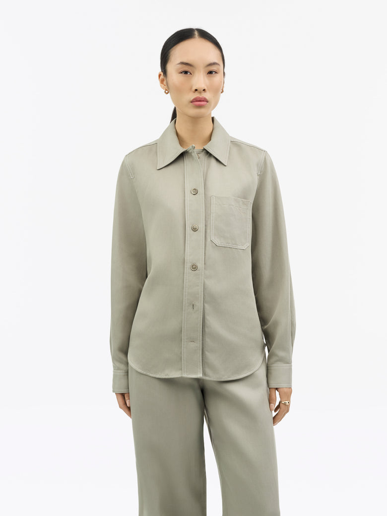 Coline Linen Blend Shirt - Mole Beige
