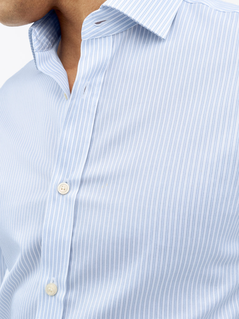 Adley C Cotton Stripe Shirt - Still Blue