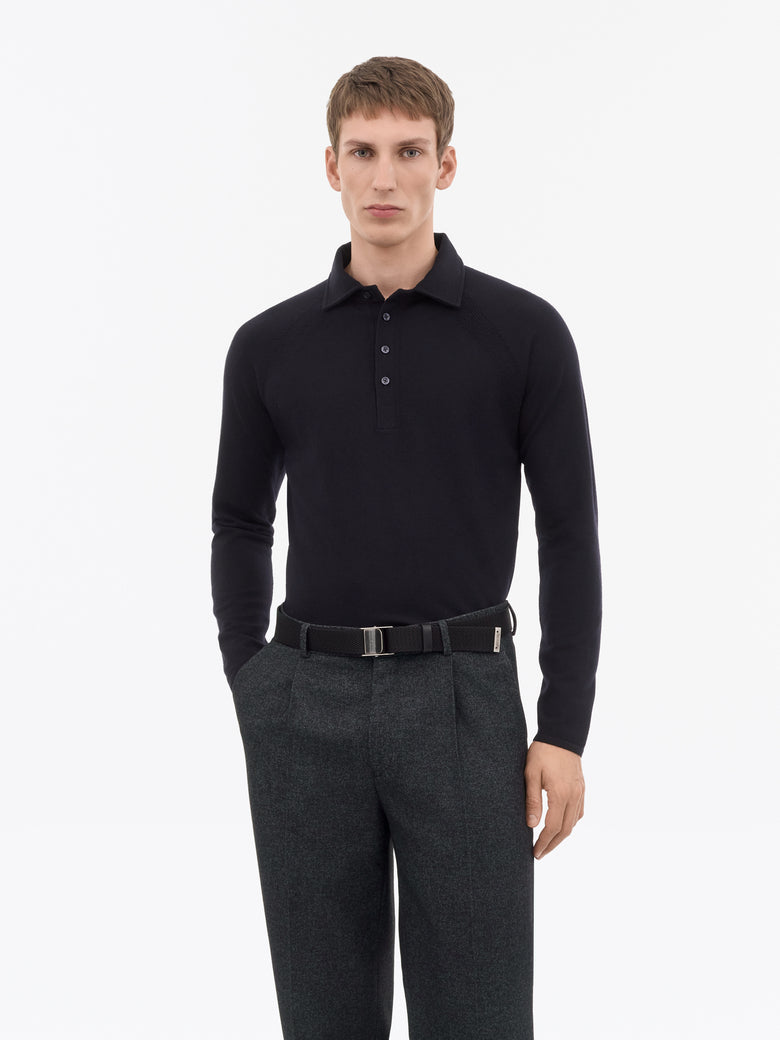 Elio RWS Wool Polo - Dark Blue