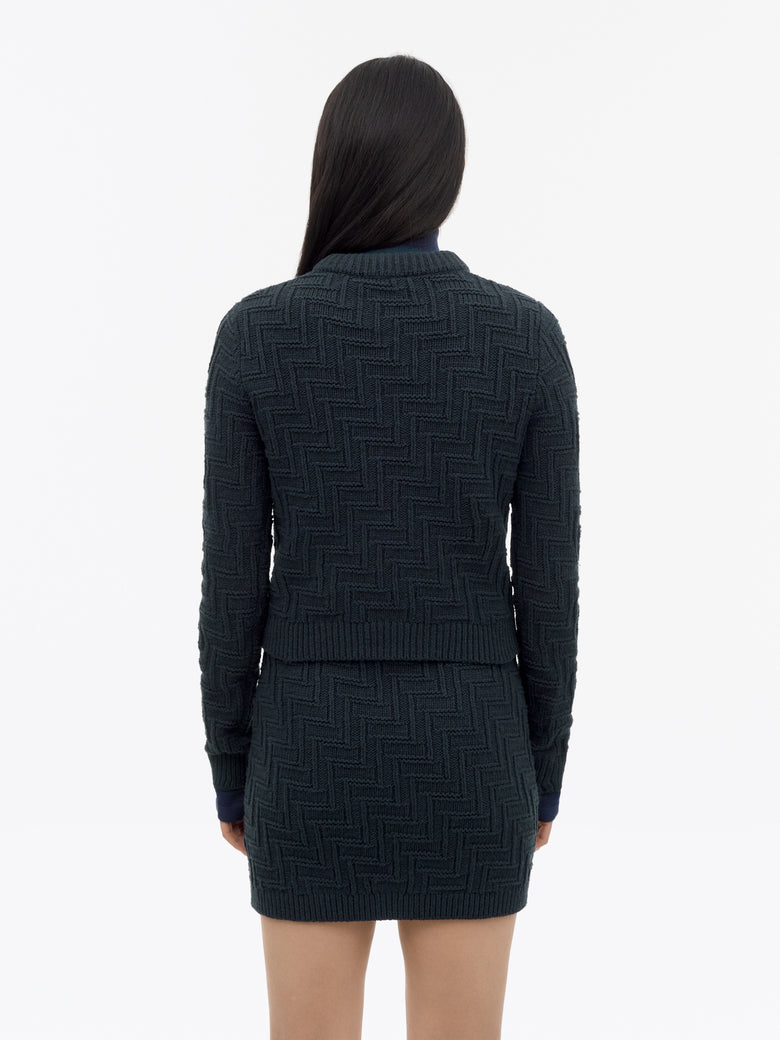Marie Pull Texturé Tricoté - Bleu Foncé