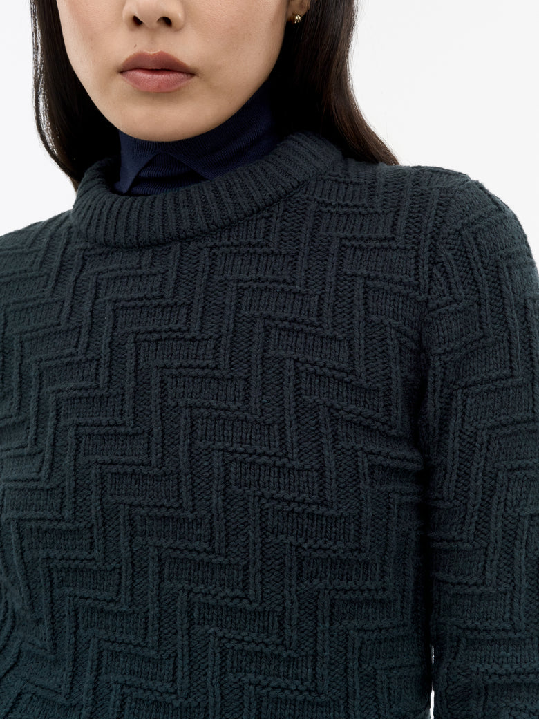 Marie Pull Texturé Tricoté - Bleu Foncé