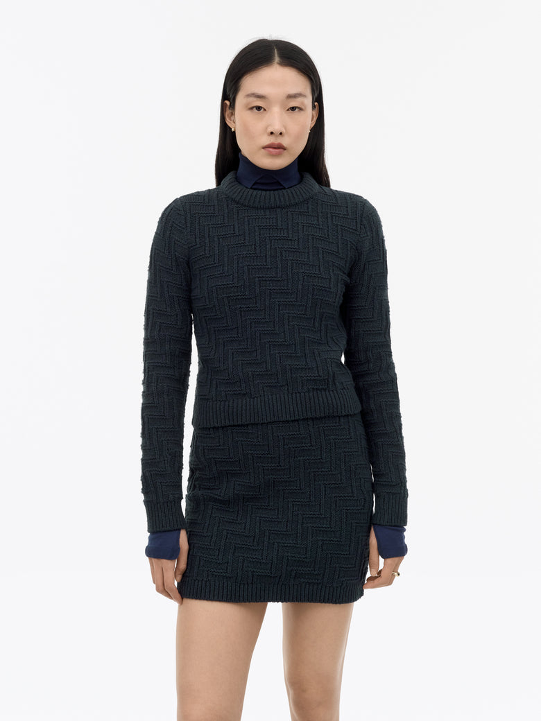 Marie Pull Texturé Tricoté - Bleu Foncé