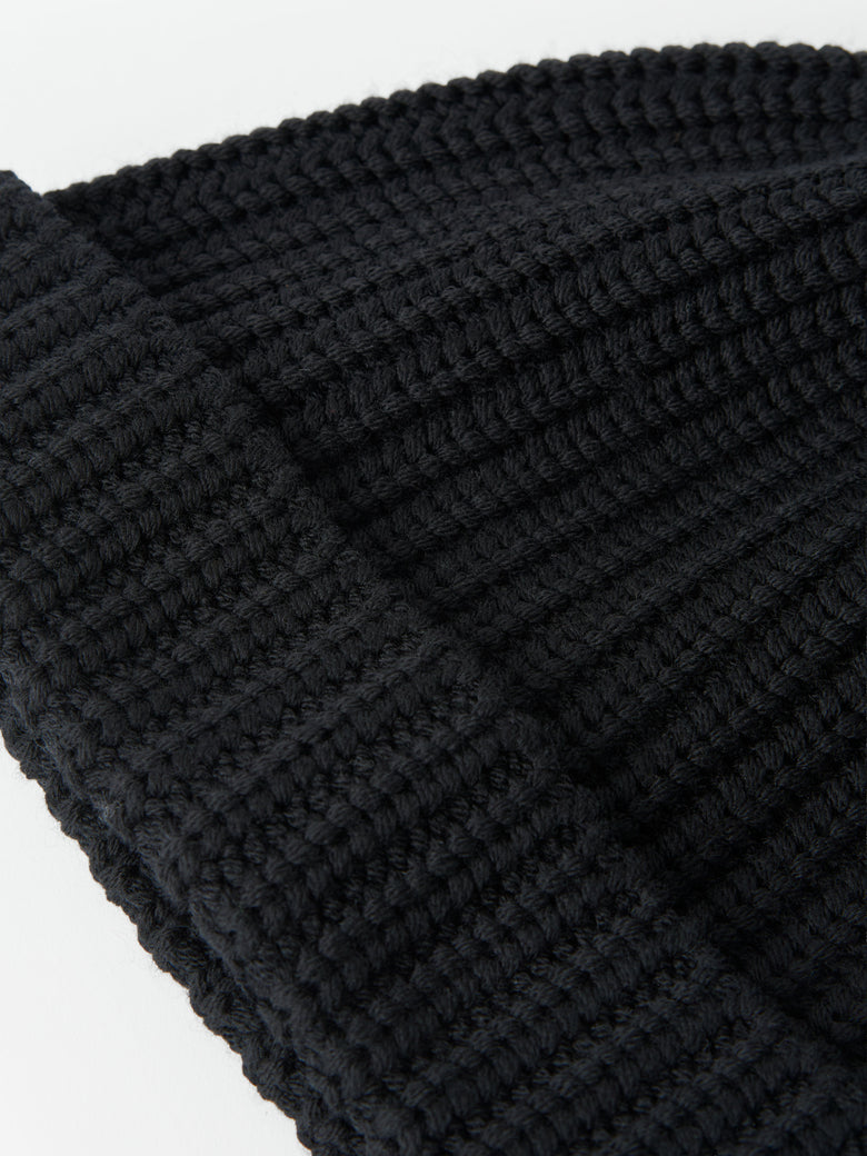 Alton Ribbed Wool Beanie -  Black