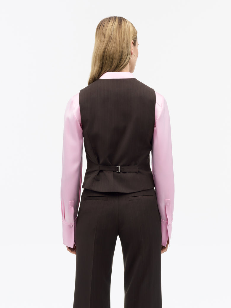 Gilet Hedda en laine rayée - Violet foncé