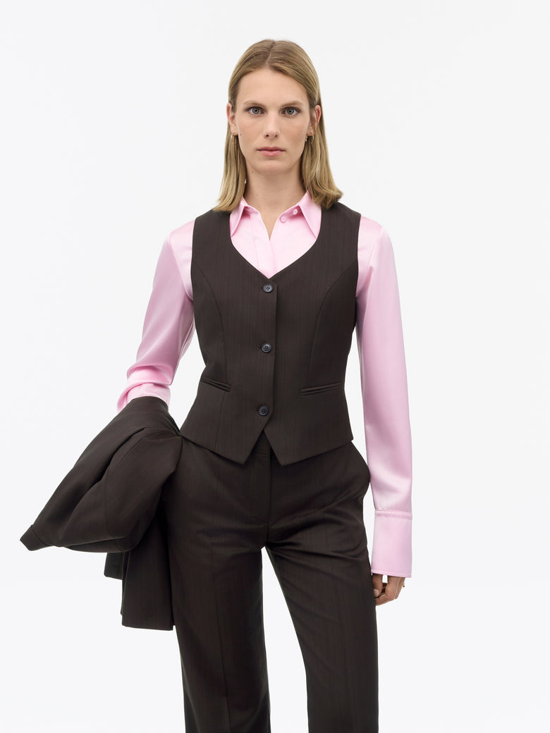 Gilet Hedda en laine rayée - Violet foncé
