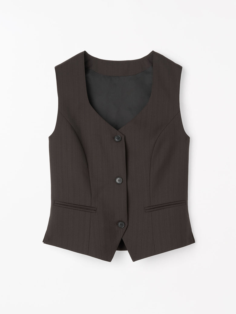Gilet Hedda en laine rayée - Violet foncé