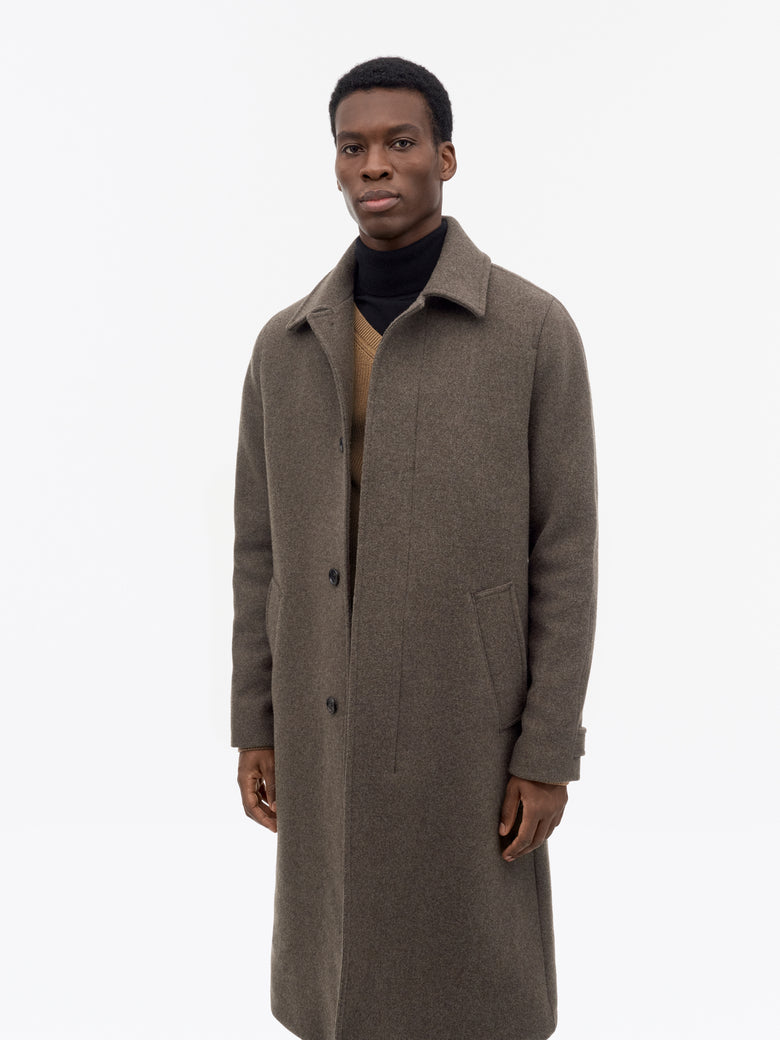 Carlton W Wool Coat - Dark Brown