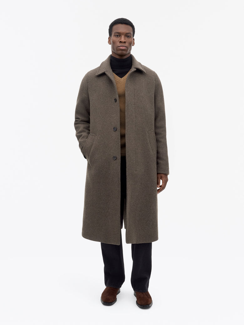 Carlton W Wool Coat - Dark Brown