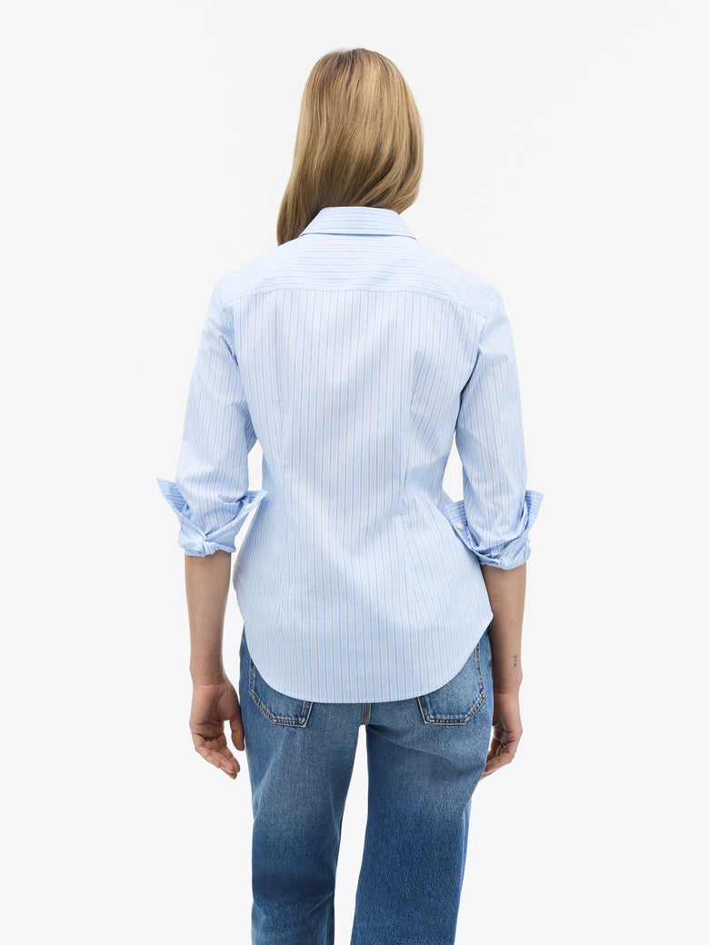 Chemise rayée en coton Laino - Bleu clair