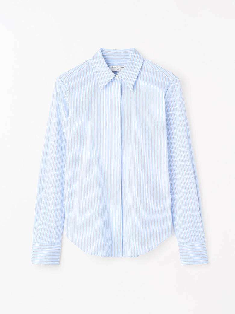 Chemise rayée en coton Laino - Bleu clair