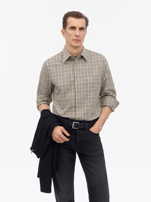 Chemise en coton à carreaux Bjorn - Marron à carreaux