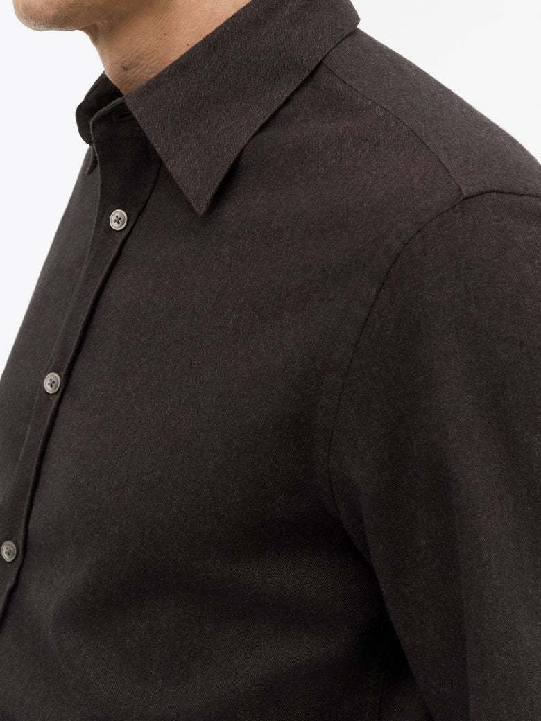 Bjorn Brushed Herringbone Shirt - Brown
