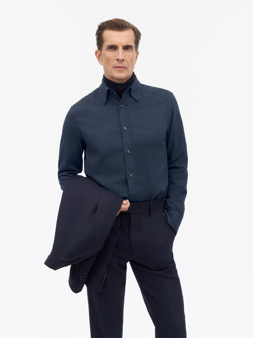 Chemise à chevrons brossée Bjorn - Bleue