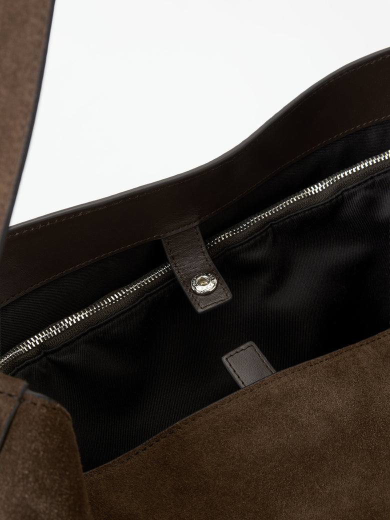 Foru Suede Leather Bag - Dark Brown