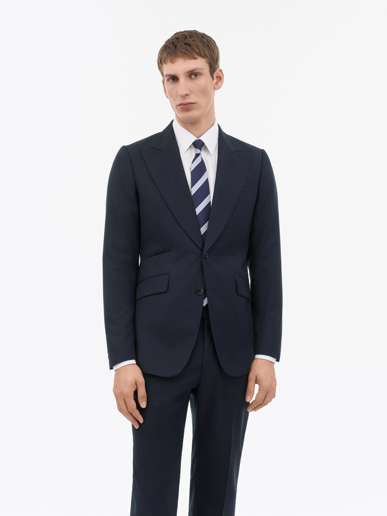 Joshwa Pinstripe Wool Jacket - Navy Blue