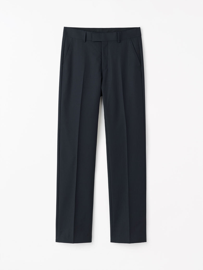 Tenser Pinstripe Wool Trousers - Navy Blue