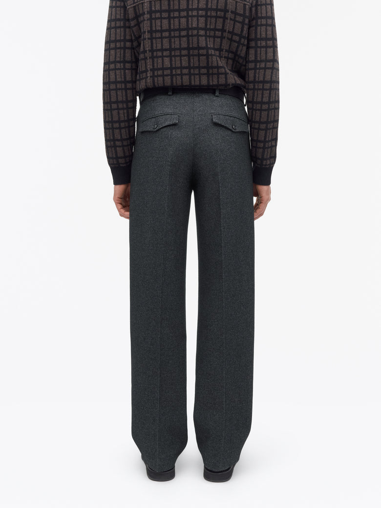 Todne Brushed Wool Trousers - Dark Grey