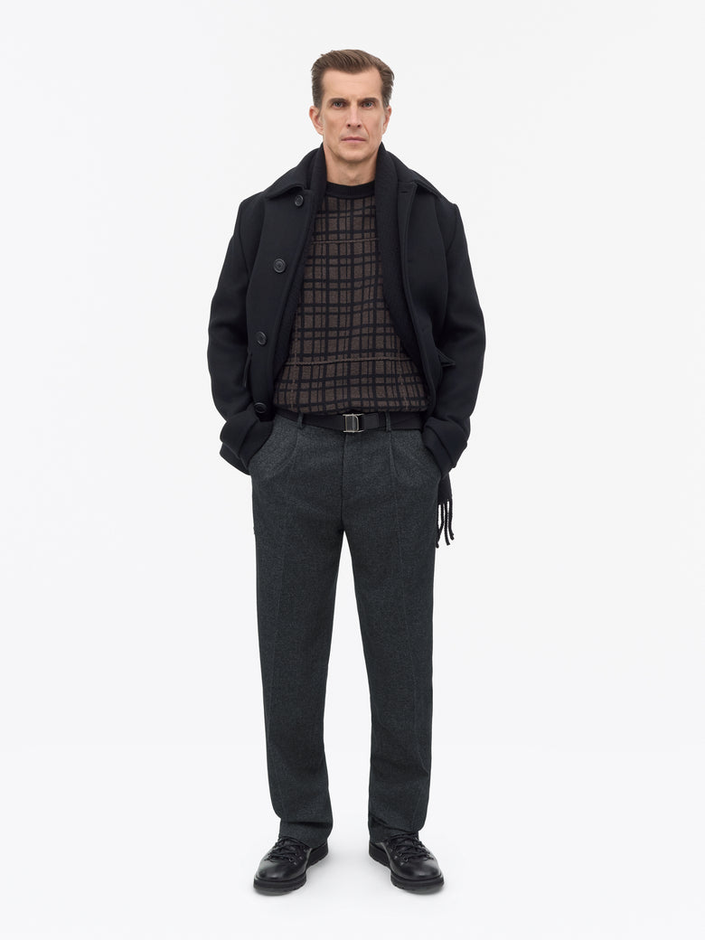 Todne Brushed Wool Trousers - Dark Grey