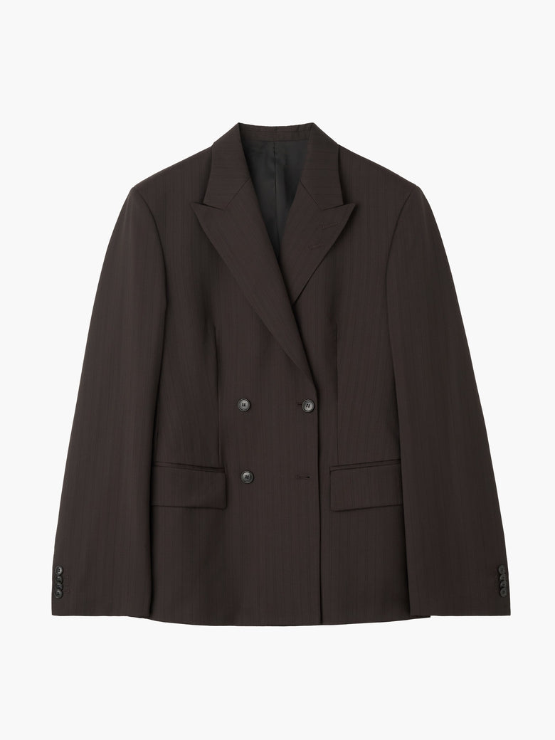 Elmi Wool Pinstripe Jacket - Dark Purple