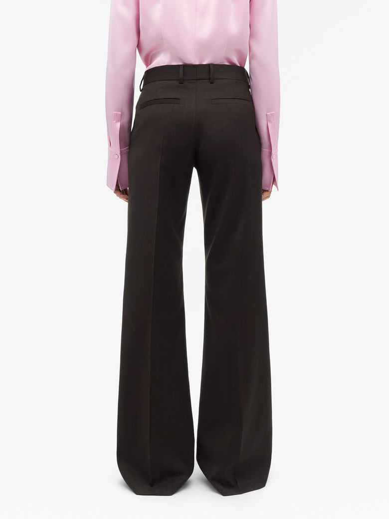 Junie Wool Pinstripe Trousers - Dark Purple