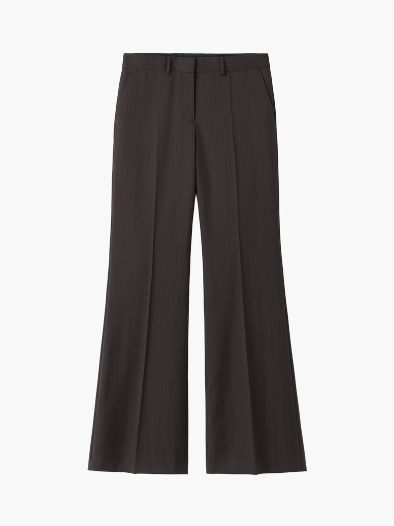 Junie Wool Pinstripe Trousers - Dark Purple
