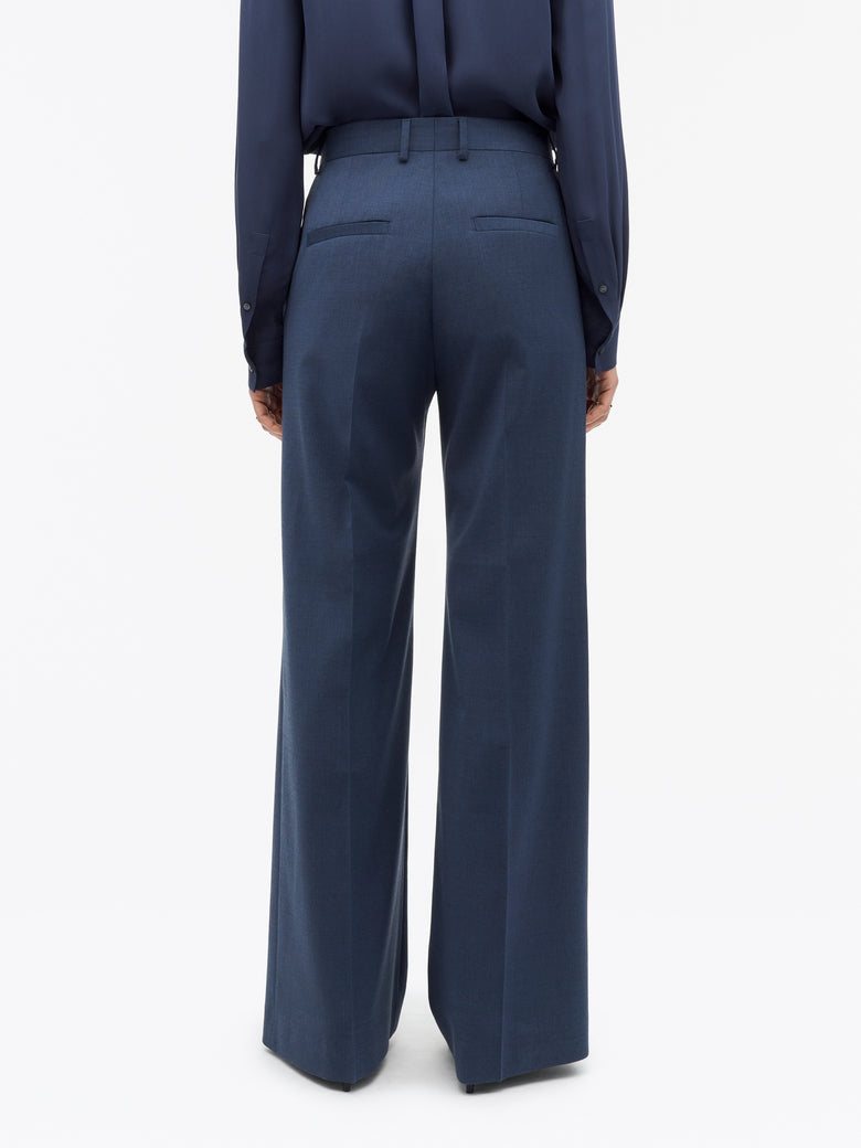 Pantalon évasé en laine Irit - Bleu