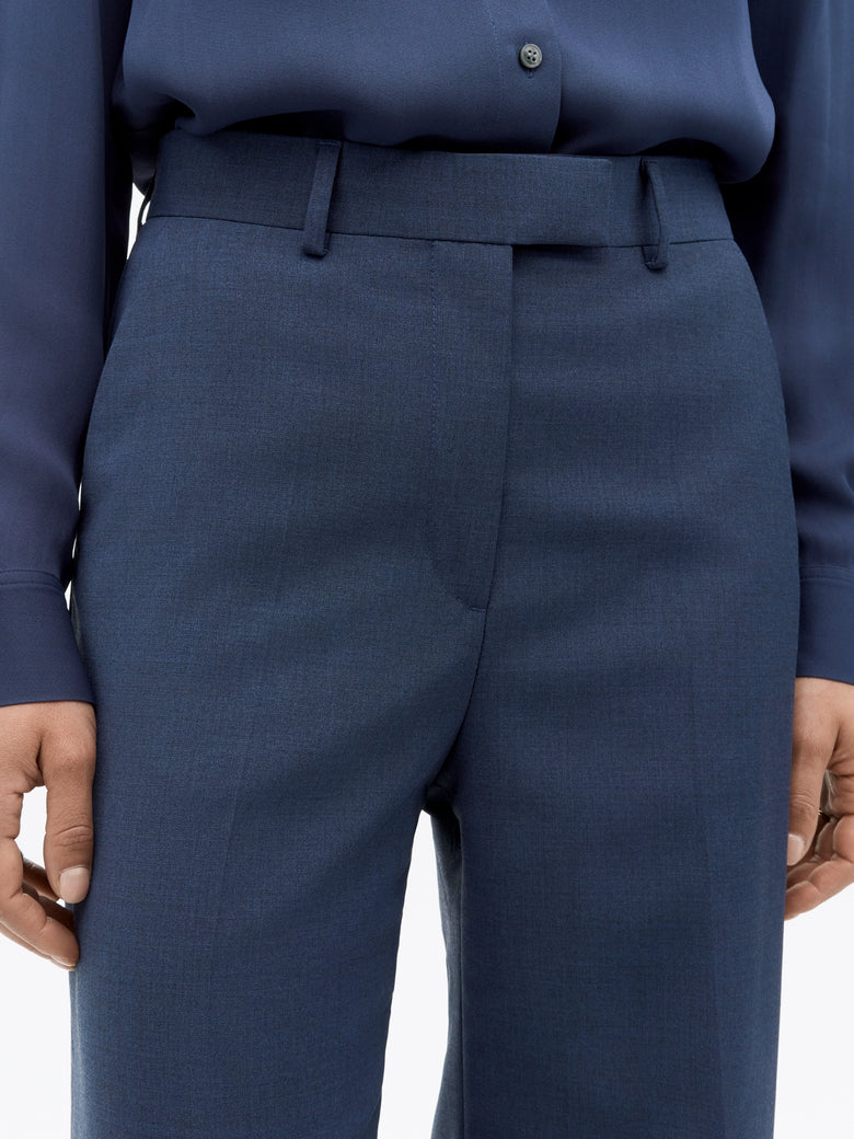 Pantalon évasé en laine Irit - Bleu