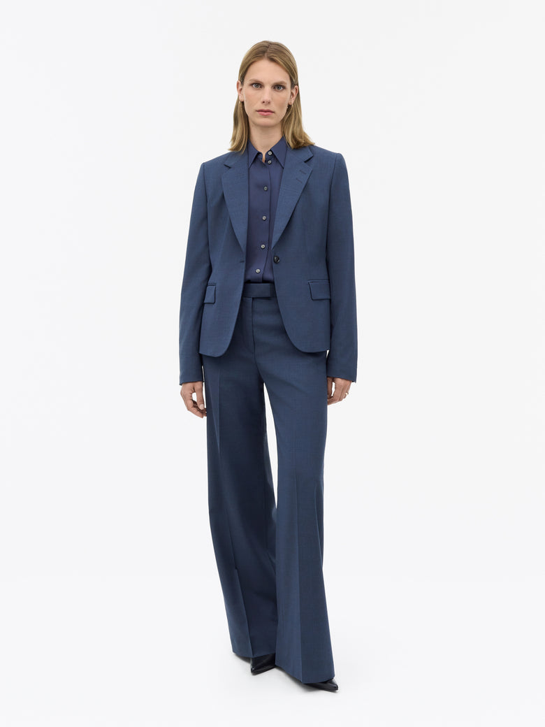 Pantalon évasé en laine Irit - Bleu