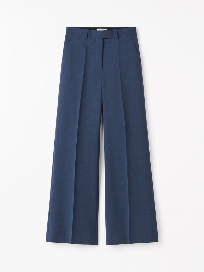 Pantalon évasé en laine Irit - Bleu