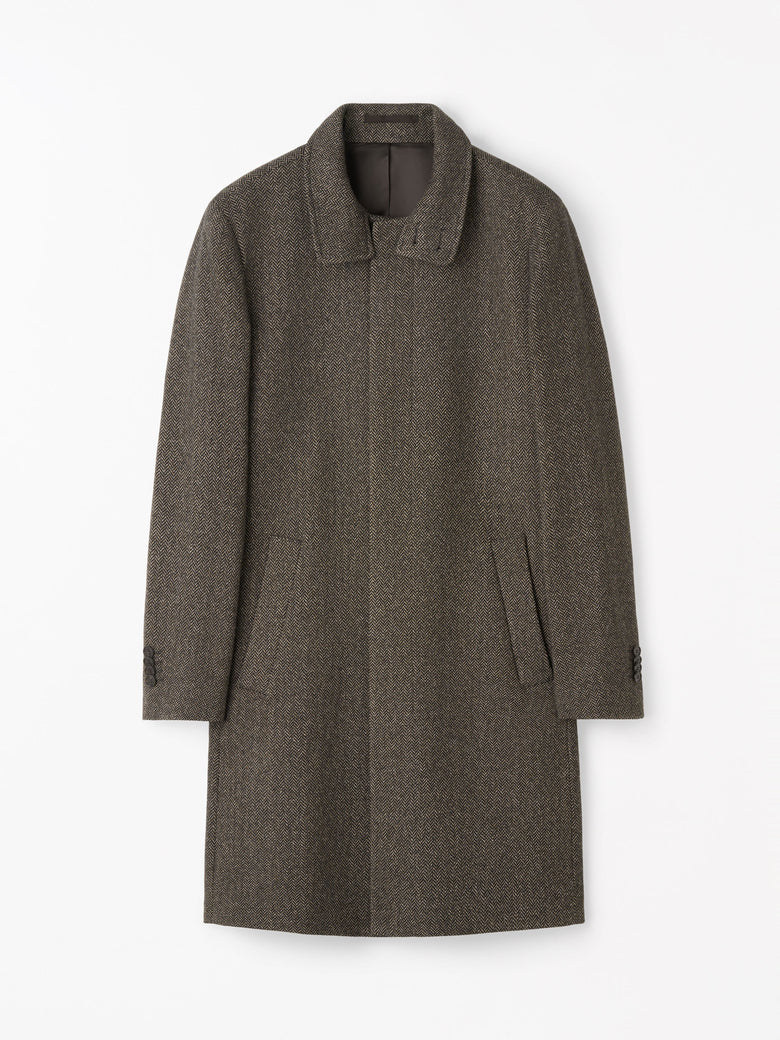 Aleric Herringbone Wool Coat - Warm Brown