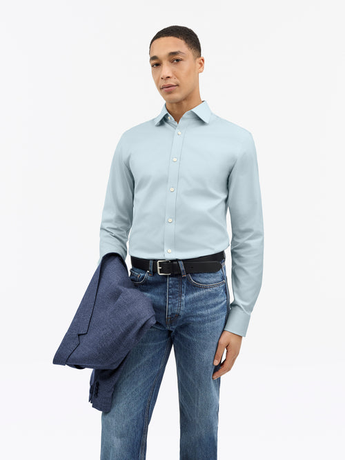 Adley C Formal Cotton Shirt - Pale Jeans Blue