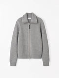 Niall Zip-Up Wool Cardigan - Grey