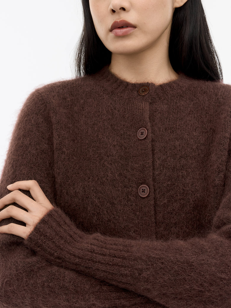 Cardigan en laine et mohair Leonie - Bordeaux