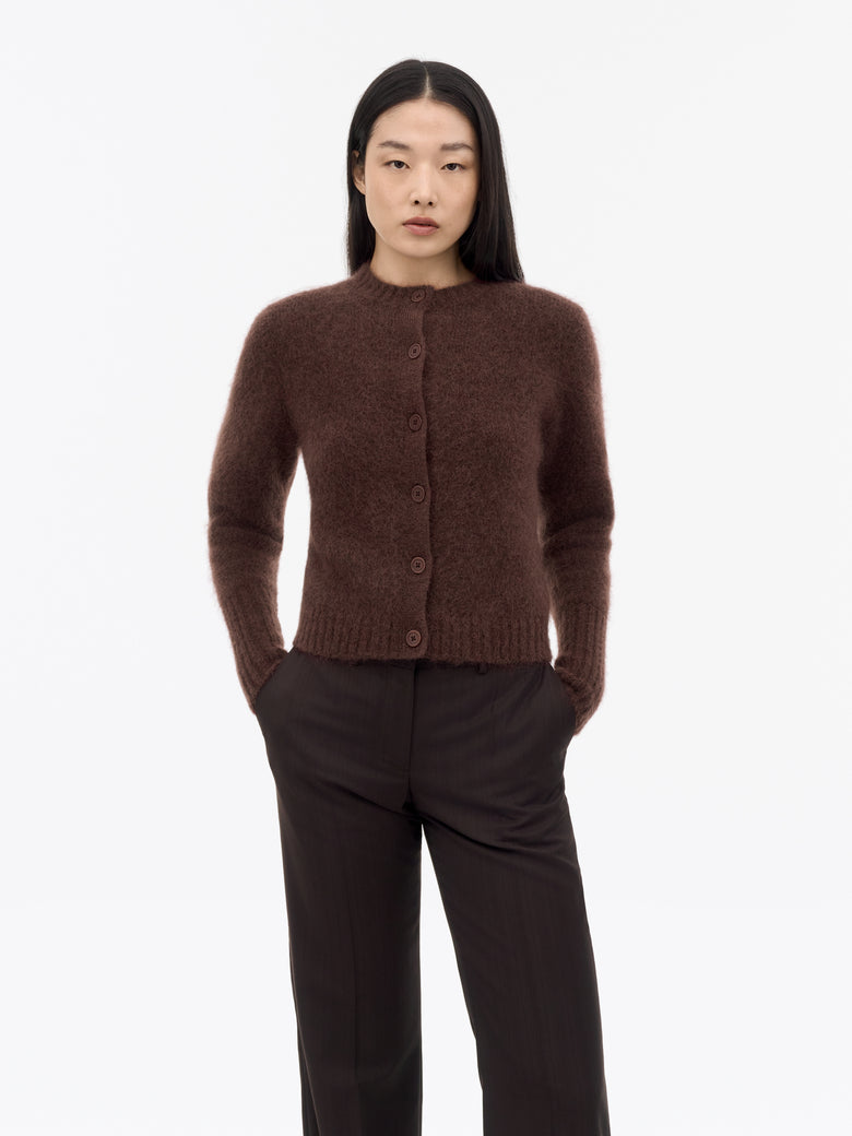 Cardigan en laine et mohair Leonie - Bordeaux