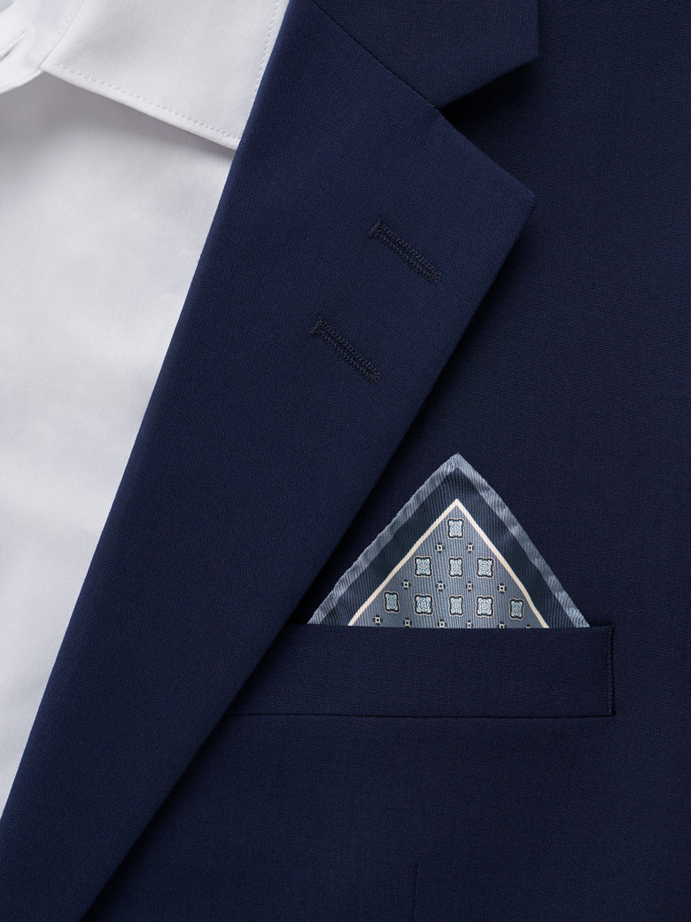 Quadra Printed Silk Handkerchief - Blue