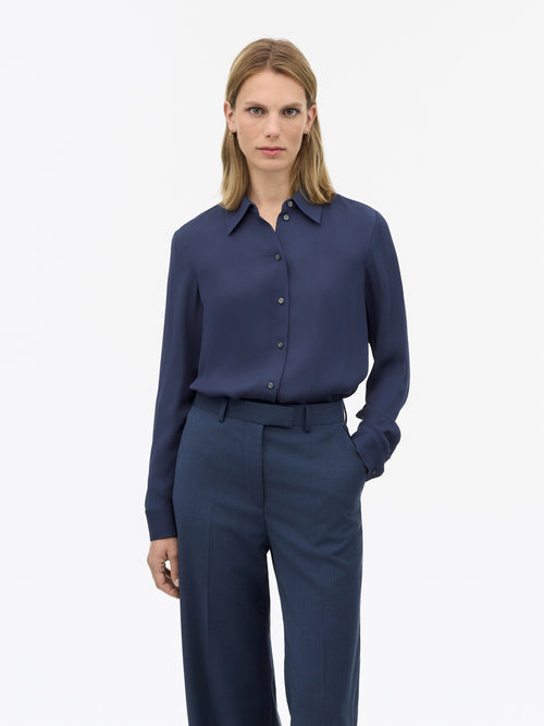 Chemisier classique en viscose Camilla - Bleu