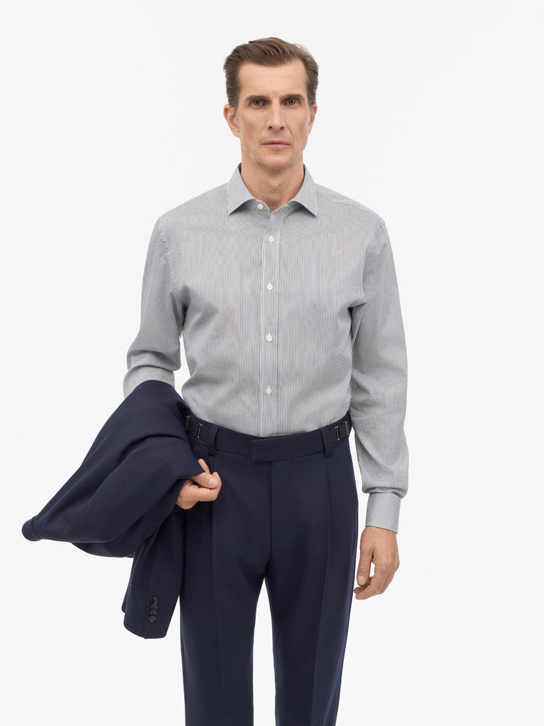 Adley C Cotton Stripe Shirt - Grey