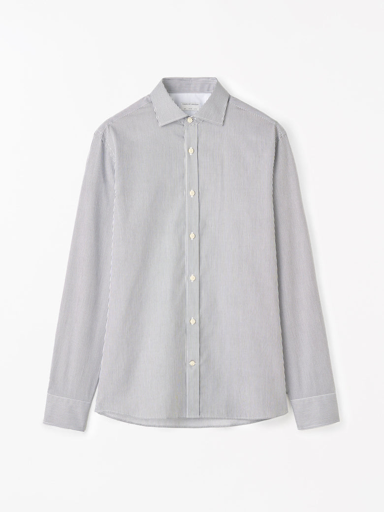 Adley C Cotton Stripe Shirt - Grey