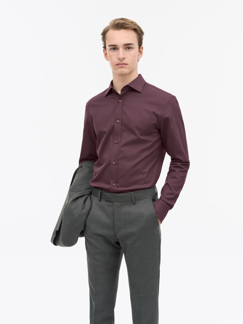 Adley C Cotton Twill Shirt - Purple